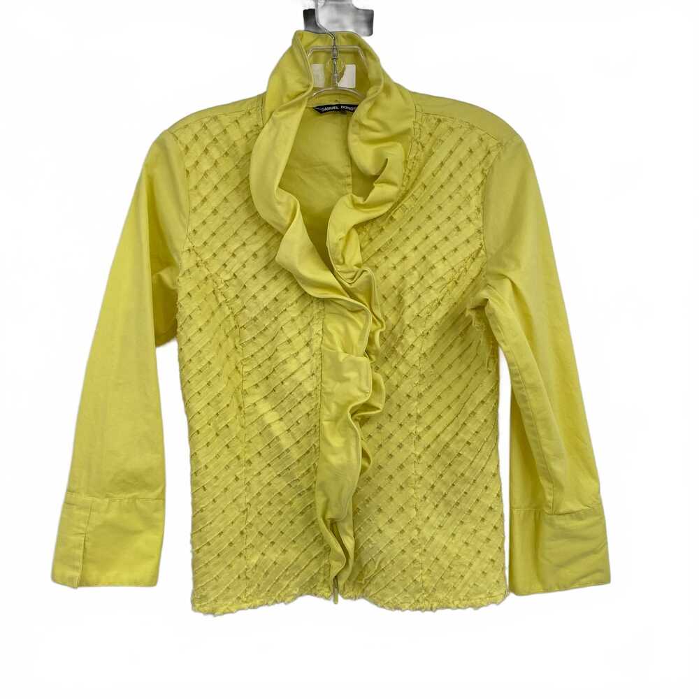 Samuel Dong Yellow Cotton Blend Wired Blouse | One Size Fits All